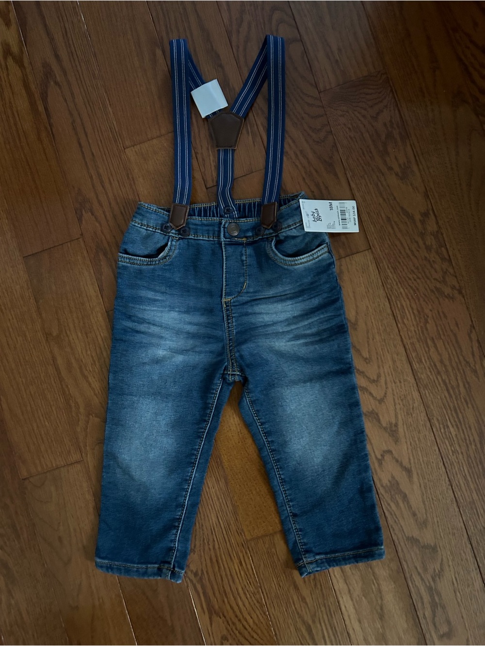 Oshkosh B’Gosh Blue Denim Jeans with Removable Straps size 18M NWT